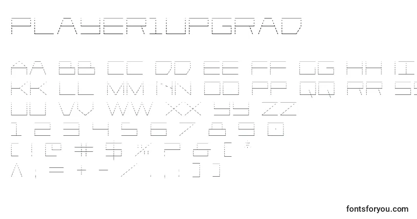 A fonte Player1upgrad – alfabeto, números, caracteres especiais