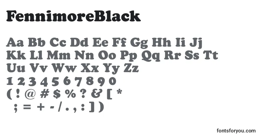 Schriftart FennimoreBlack – Alphabet, Zahlen, spezielle Symbole
