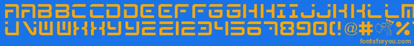MegaByShkdezign Font – Orange Fonts on Blue Background