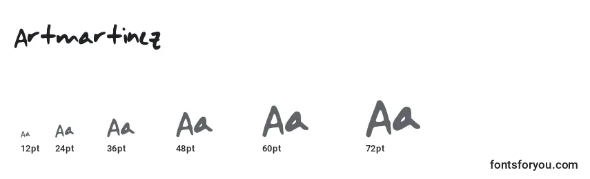 Размеры шрифта Artmartinez