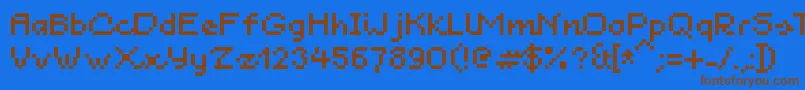 Blau7pt-Schriftart – Braune Schriften auf blauem Hintergrund