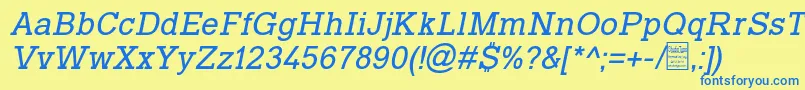 フォントTyposlabItalicDemo – 青い文字が黄色の背景にあります。