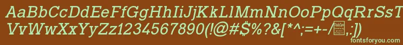TyposlabItalicDemo-fontti – vihreät fontit ruskealla taustalla