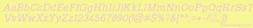 TyposlabItalicDemo-fontti – vaaleanpunaiset fontit keltaisella taustalla