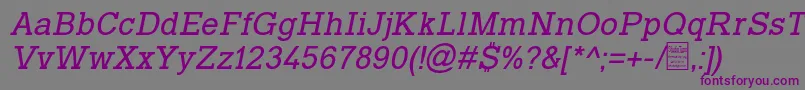 Шрифт TyposlabItalicDemo – фиолетовые шрифты на сером фоне