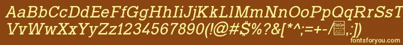 TyposlabItalicDemo-fontti – keltaiset fontit ruskealla taustalla