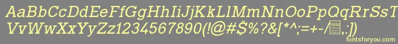 Fonte TyposlabItalicDemo – fontes amarelas em um fundo cinza