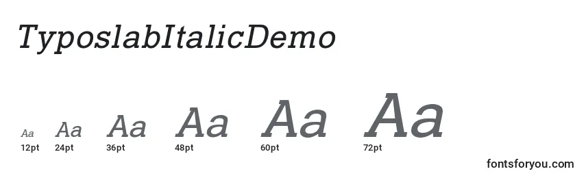 Размеры шрифта TyposlabItalicDemo
