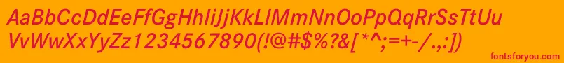 CorporateSW10DemiItalic Font – Red Fonts on Orange Background