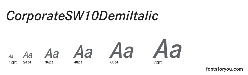 Размеры шрифта CorporateSW10DemiItalic