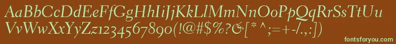 ElectraLhCursiveOldstyleFigures Font – Green Fonts on Brown Background