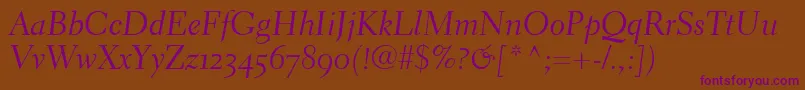 ElectraLhCursiveOldstyleFigures Font – Purple Fonts on Brown Background