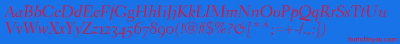 ElectraLhCursiveOldstyleFigures Font – Red Fonts on Blue Background