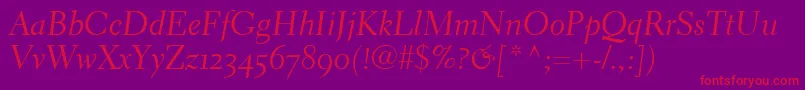 ElectraLhCursiveOldstyleFigures Font – Red Fonts on Purple Background