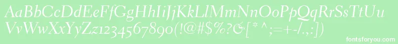 ElectraLhCursiveOldstyleFigures-Schriftart – Weiße Schriften auf grünem Hintergrund