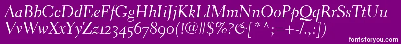 ElectraLhCursiveOldstyleFigures Font – White Fonts on Purple Background