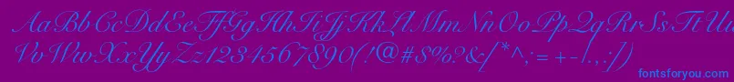 SnellroundhandltstdScr Font – Blue Fonts on Purple Background