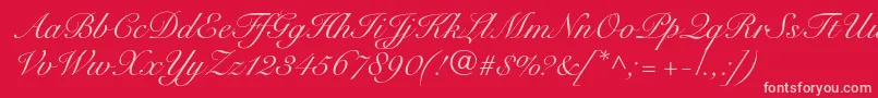 SnellroundhandltstdScr Font – Pink Fonts on Red Background