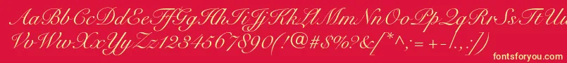 SnellroundhandltstdScr Font – Yellow Fonts on Red Background