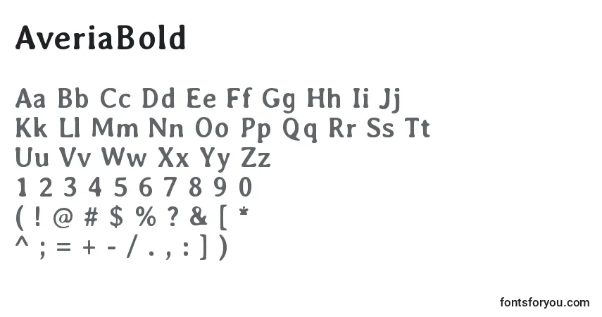 Czcionka AveriaBold – alfabet, cyfry, specjalne znaki