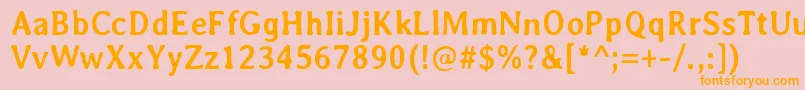 フォントAveriaBold – オレンジの文字がピンクの背景にあります。