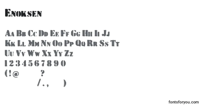 A fonte Enoksen – alfabeto, números, caracteres especiais