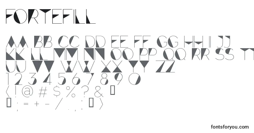 Fuente ForteFill - alfabeto, números, caracteres especiales