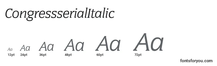 Размеры шрифта CongressserialItalic