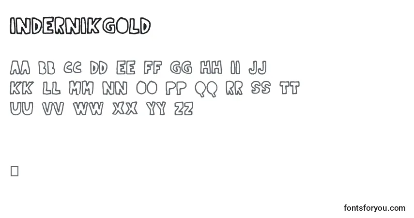 Schriftart Indernikgold – Alphabet, Zahlen, spezielle Symbole