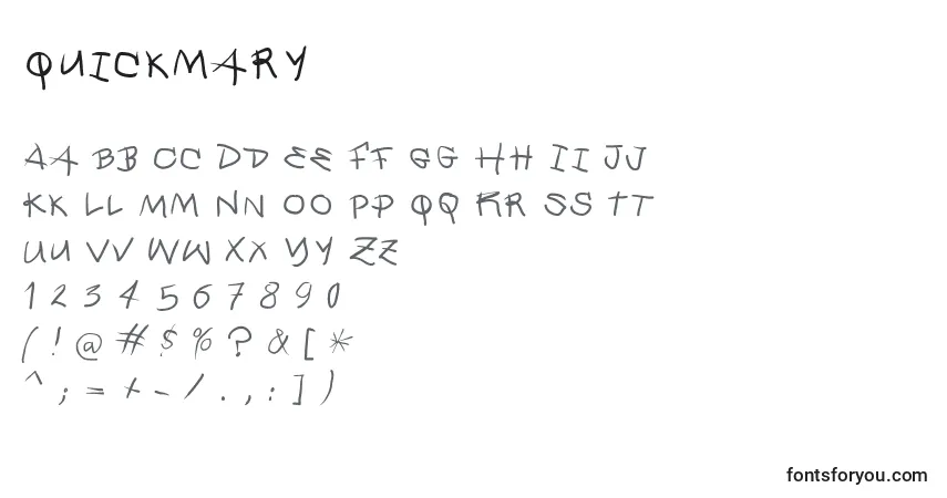 Czcionka Quickmary – alfabet, cyfry, specjalne znaki