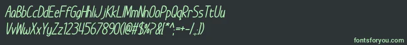 Fonte ImWunderlandBoldItalic – fontes verdes em um fundo preto
