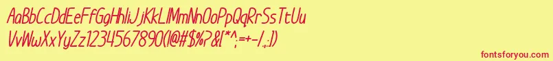 ImWunderlandBoldItalic-fontti – punaiset fontit keltaisella taustalla