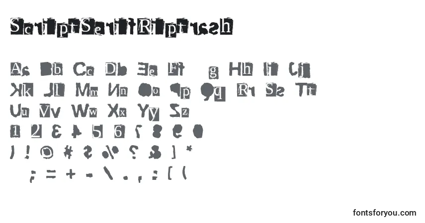Schriftart ScriptSerifRiptrash – Alphabet, Zahlen, spezielle Symbole