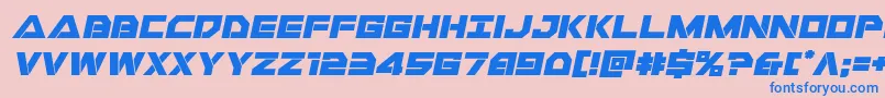 Libertyislandexpanditalフォントについての詳細 フォントLibertyislandexpandital – ピンクの背景に青い文字