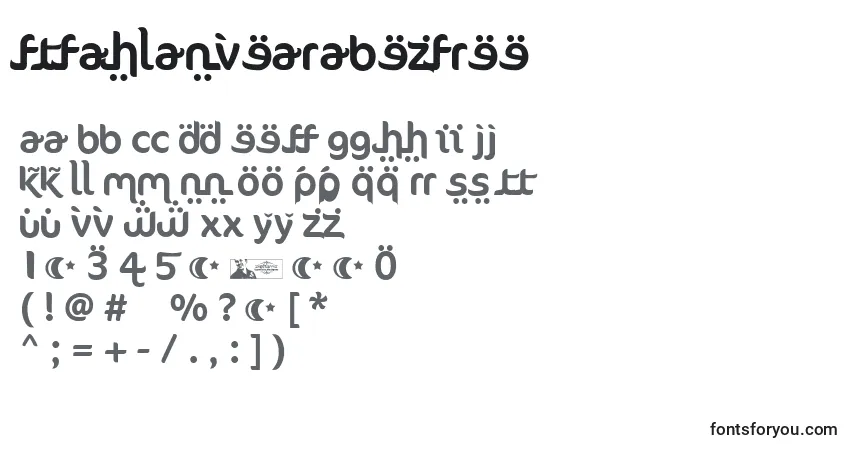 Czcionka FtfAhlanVeArabezFree – alfabet, cyfry, specjalne znaki