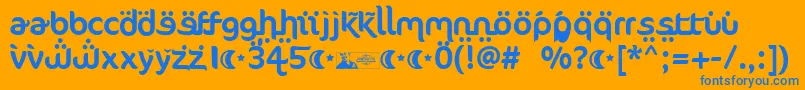 FtfAhlanVeArabezFree-Schriftart – Blaue Schriften auf orangefarbenem Hintergrund