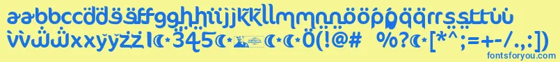FtfAhlanVeArabezFree-Schriftart – Blaue Schriften auf gelbem Hintergrund