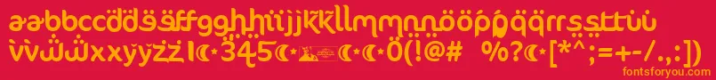 フォントFtfAhlanVeArabezFree – 赤い背景にオレンジの文字