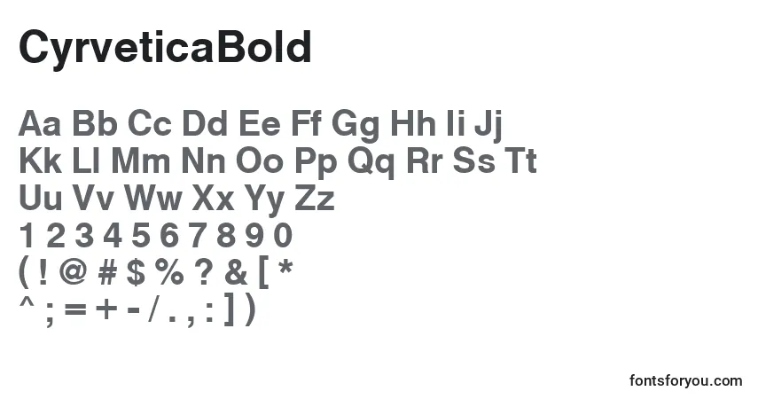 Schriftart CyrveticaBold – Alphabet, Zahlen, spezielle Symbole