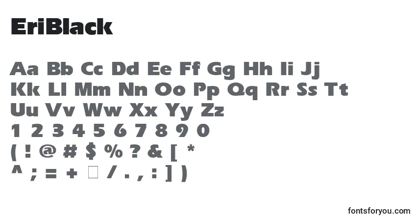 A fonte EriBlack – alfabeto, números, caracteres especiais