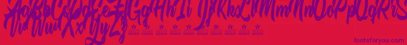 フォントTheQuickFoxPersonalUse – 赤い背景に紫のフォント