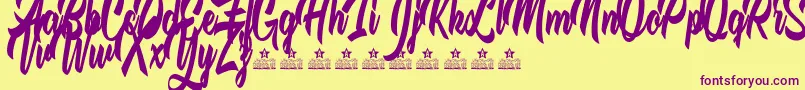 TheQuickFoxPersonalUse Font – Purple Fonts on Yellow Background