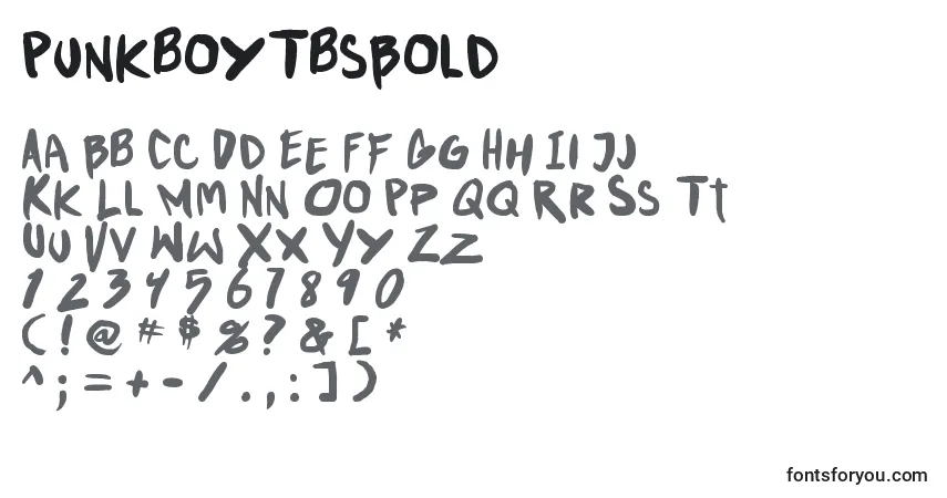 A fonte PunkboyTbsBold – alfabeto, números, caracteres especiais