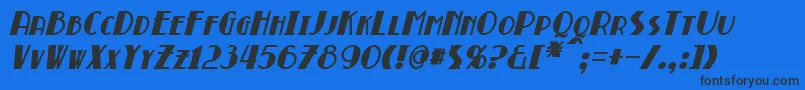 BroadmoorBoldItalic-fontti – mustat fontit sinisellä taustalla