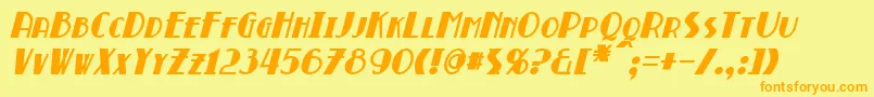 フォントBroadmoorBoldItalic – オレンジの文字が黄色の背景にあります。