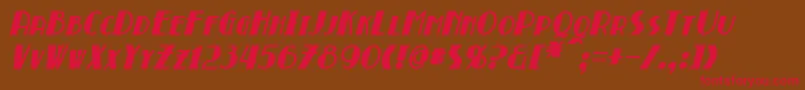 BroadmoorBoldItalic-Schriftart – Rote Schriften auf braunem Hintergrund