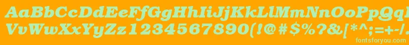 ItcBookmanLtBoldItalic-Schriftart – Grüne Schriften auf orangefarbenem Hintergrund