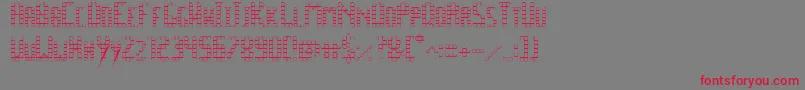 フォントSpacePezOutline – 赤い文字の灰色の背景