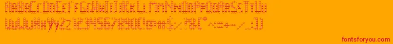 フォントSpacePezOutline – オレンジの背景に赤い文字
