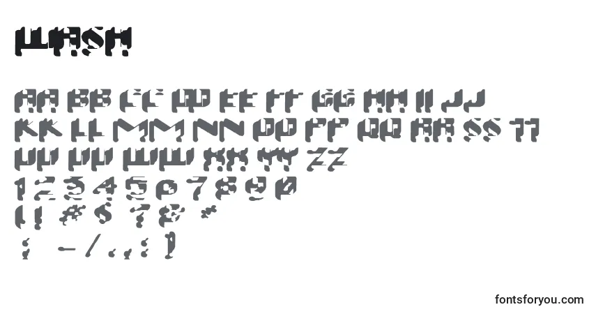 Schriftart Wash – Alphabet, Zahlen, spezielle Symbole